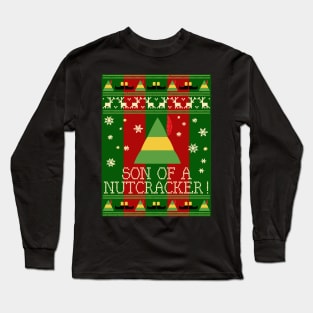 Son Of A Nutcracker Elf Quote Christmas Knit Long Sleeve T-Shirt